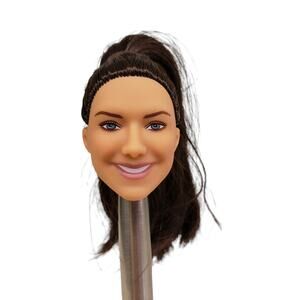 Barbie Head Long Brown Hair Blue Eyes Pink Lips Unused